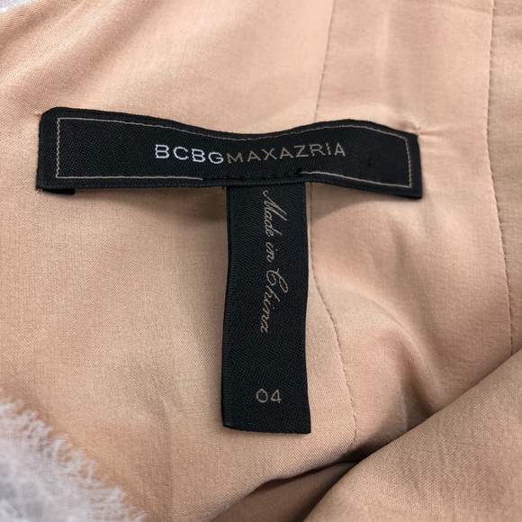 BCBG MaxAzria Kelly White Lace Tan Back Zip Dress - Picture 4 of 6